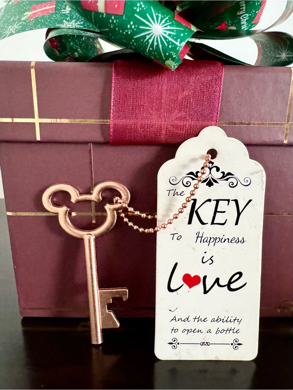 Rose Gold Mickey-Style Key Bottle Opener Gift Tag - Unbranded